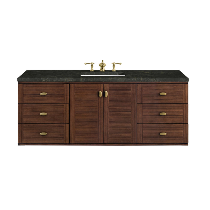 James Martin Amberly 60" Dual Mount Single Bathroom Vanity, Mid-Century Walnut