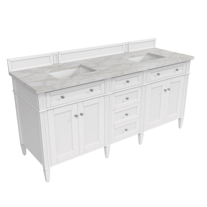 James Martin Brittany 72" Double Bathroom Vanity, Bright White