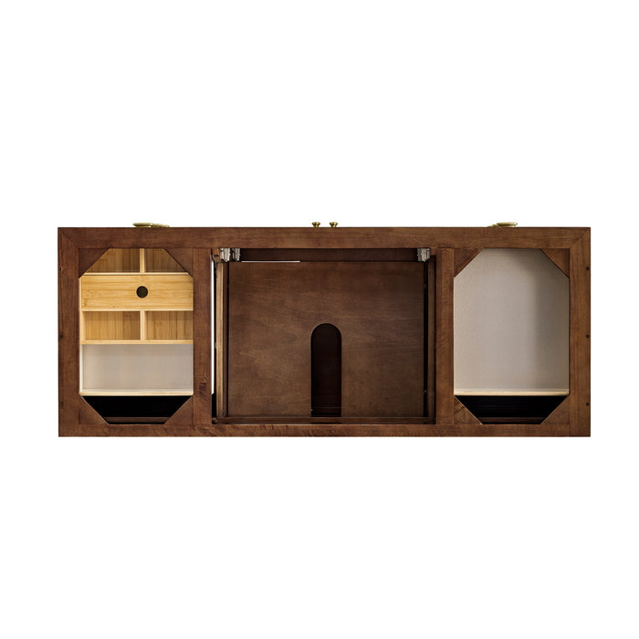 James Martin Amberly 60" Dual Mount Single Bathroom Vanity, Mid-Century Walnut