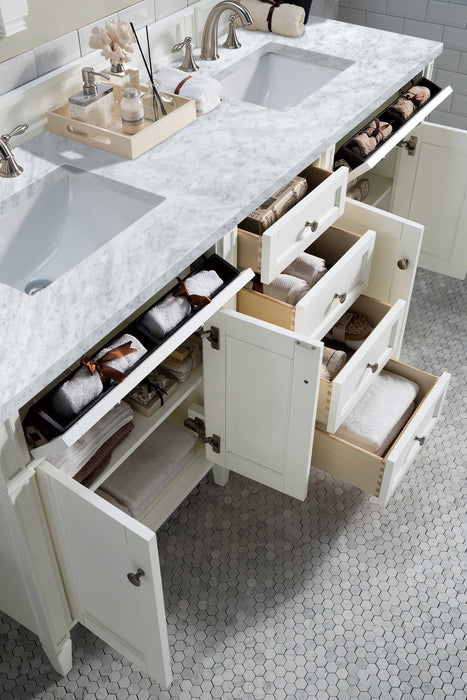 James Martin Brittany 72" Double Bathroom Vanity, Bright White