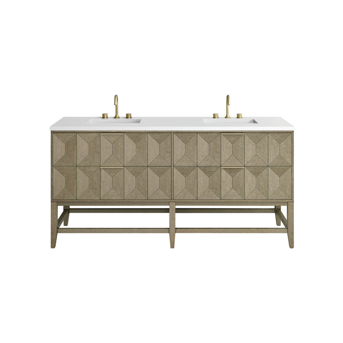 James Martin Emmeline 72" Double Bathroom Vanity, Pebble Oak