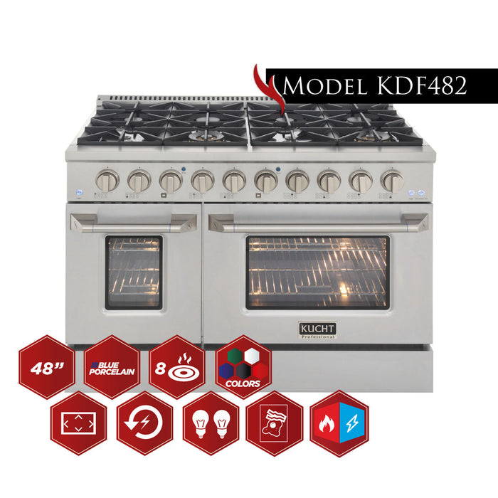 Kucht 48” Pro-Style Kitchen Dual Fuel Range - KDF482/LP-S