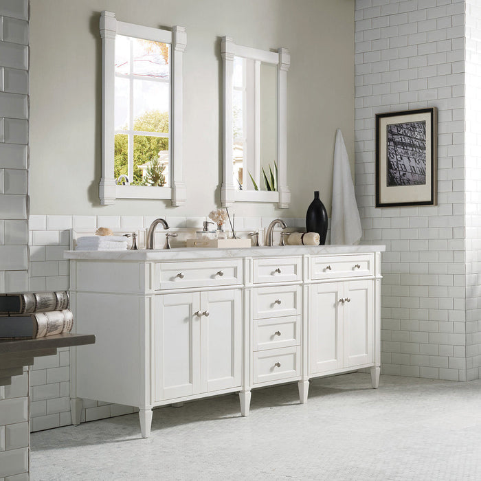 James Martin Brittany 72" Double Bathroom Vanity, Bright White