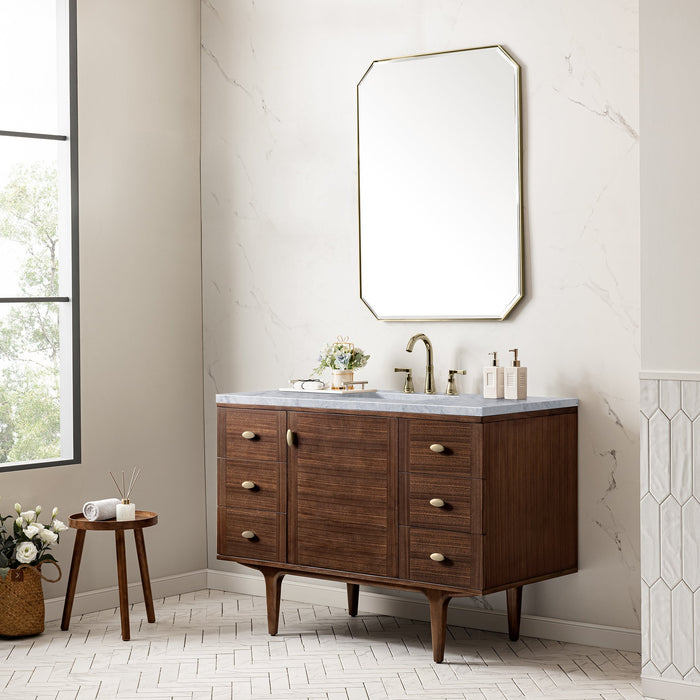 James Martin Amberly 48" Dual Mount Single Bathroom Vanity, Mid-Century Walnut