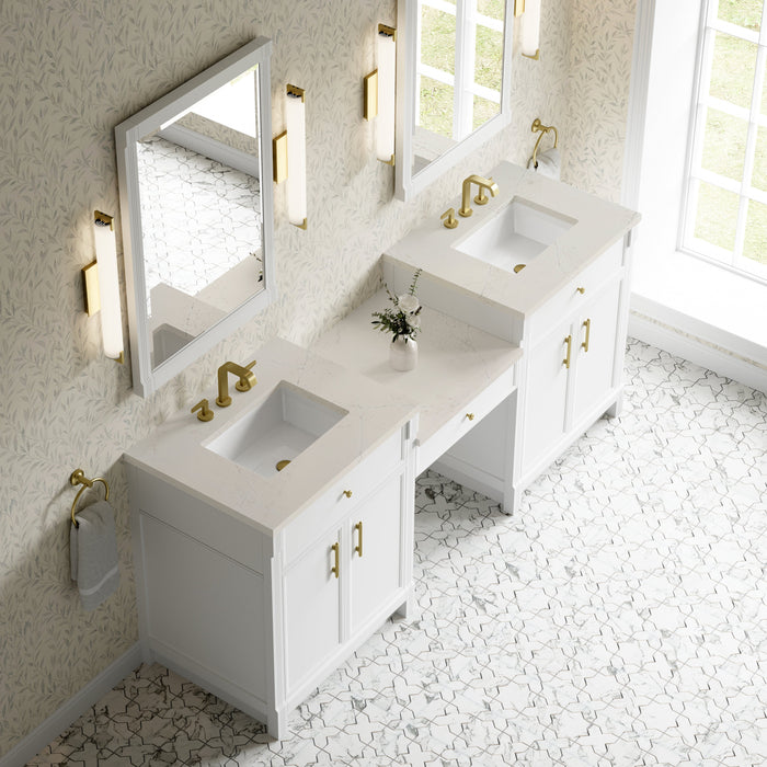 James Martin Bellshire 84" Double Bathroom Vanity, Bright White