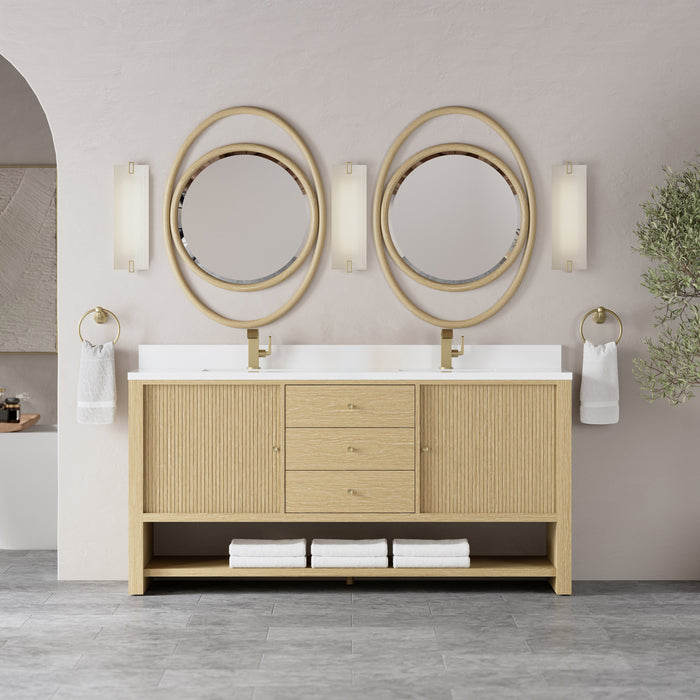 James Martin Marigot 72" Double Bathroom Vanity, Sunwashed Oak