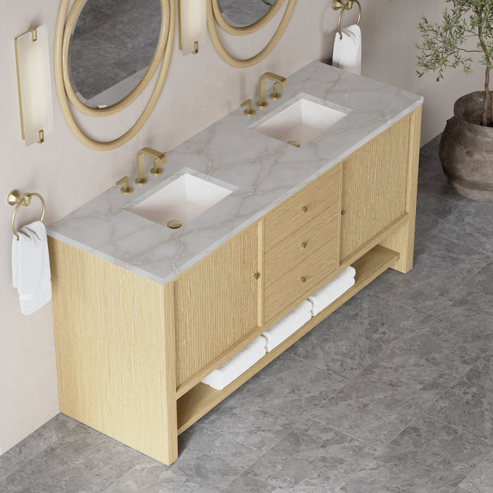 James Martin Marigot 72" Double Bathroom Vanity, Sunwashed Oak