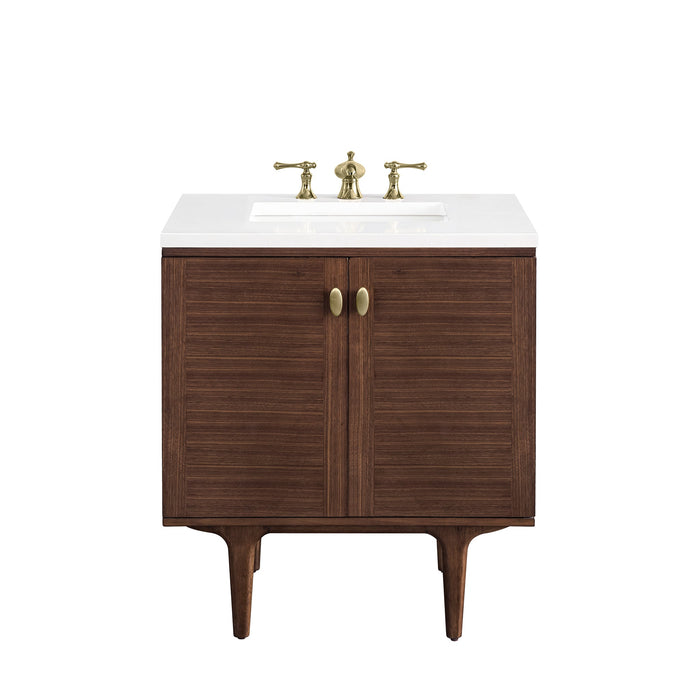 James Martin Amberly 30" Dual Mount Single Bathroom Vanity, Mid-Century Walnut