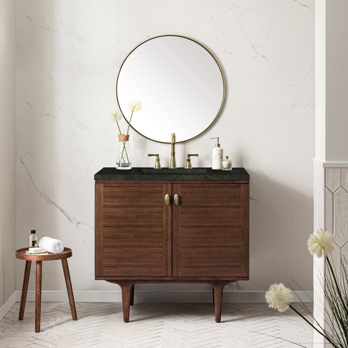 James Martin Amberly 36" Dual Mount Single Bathroom Vanity, Mid-Century Walnut