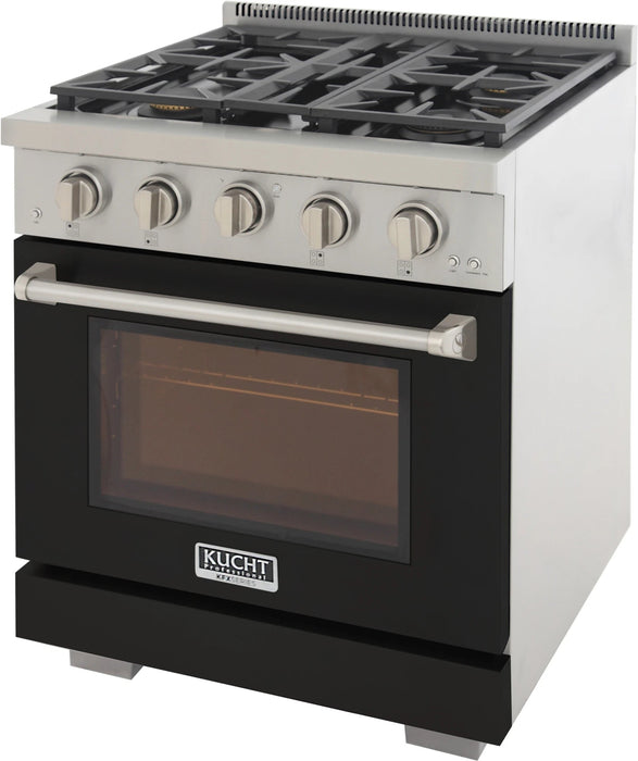 Kucht 30" Freestanding Professional Gas Range Liquid Propane KFX3000X/LP-BK