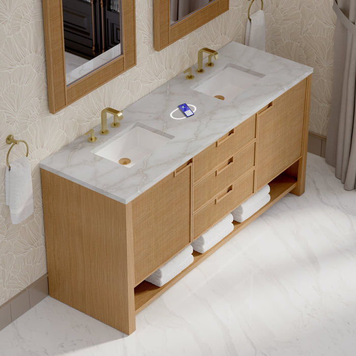 James Martin Solene 72" Double Bathroom Vanity, Seaside Oak