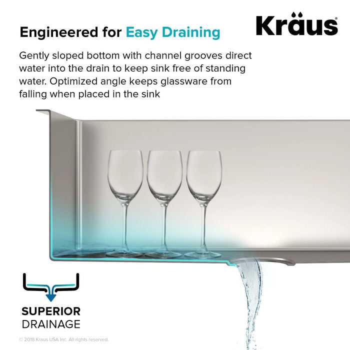 KRAUS Standart PRO 17" Undermount Stainless Steel Single Bowl Kitchen Bar Sink, KHU101-17
