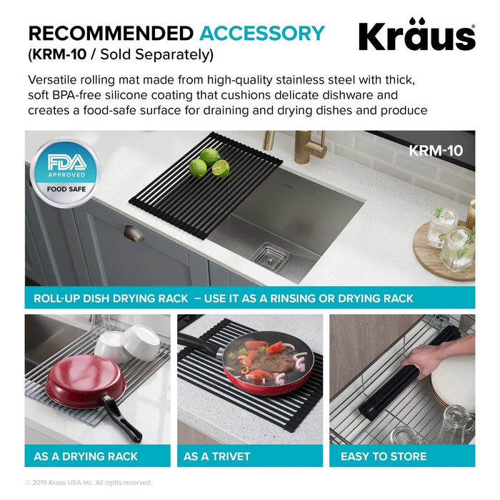 KRAUS Pax 24" Undermount, Stainless Steel Single Bowl Laundry/Utility Sink, KHU24L - Farmhouse Kitchen and Bath