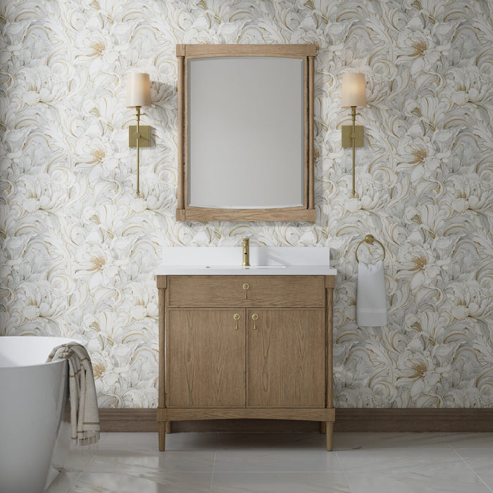 James Martin Kinnsden 36" Single Bathroom Vanity, Weathered Oak
