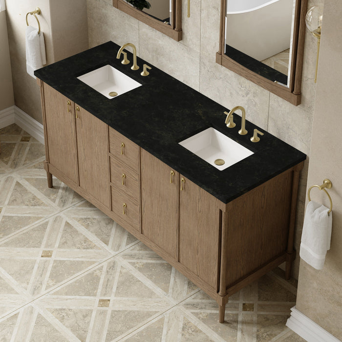 James Martin Kinnsden 72" Double Bathroom Vanity, Weathered Oak