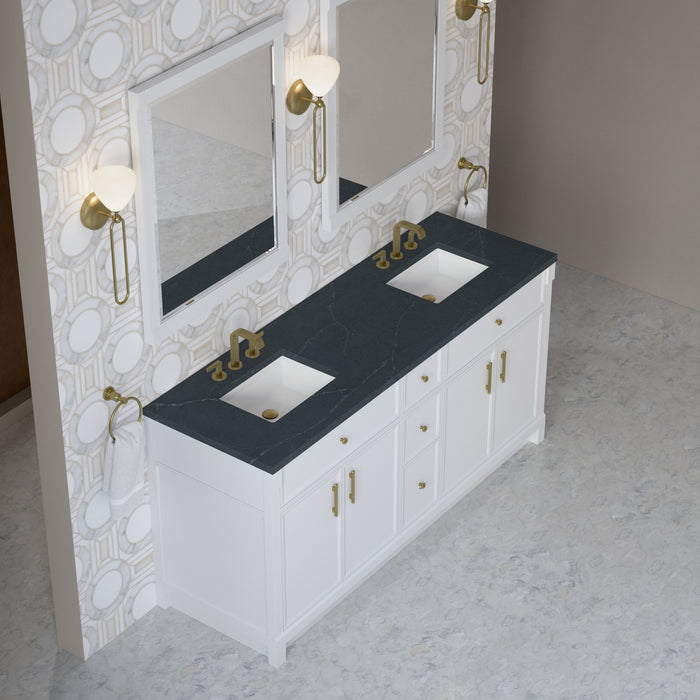 James Martin Bellshire 72" Double Bathroom Vanity, Bright White