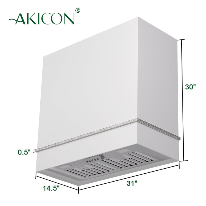 Akicon 30" Stainless Steel Wall Mount Range Hood with 600 CFM Vent Hood — AK-HS30HA-SWN-48