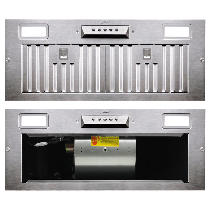 Nauxus 30" Range Hood Insert, 600 CFM Built-in Stainless Steel Kitchen Hood with LED Lights , NX-HOOD-30