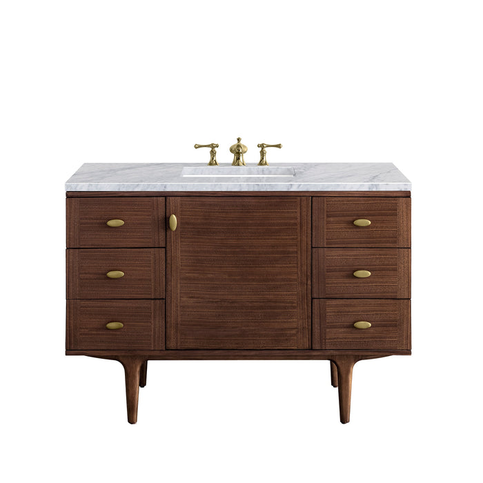 James Martin Amberly 48" Dual Mount Single Bathroom Vanity, Mid-Century Walnut