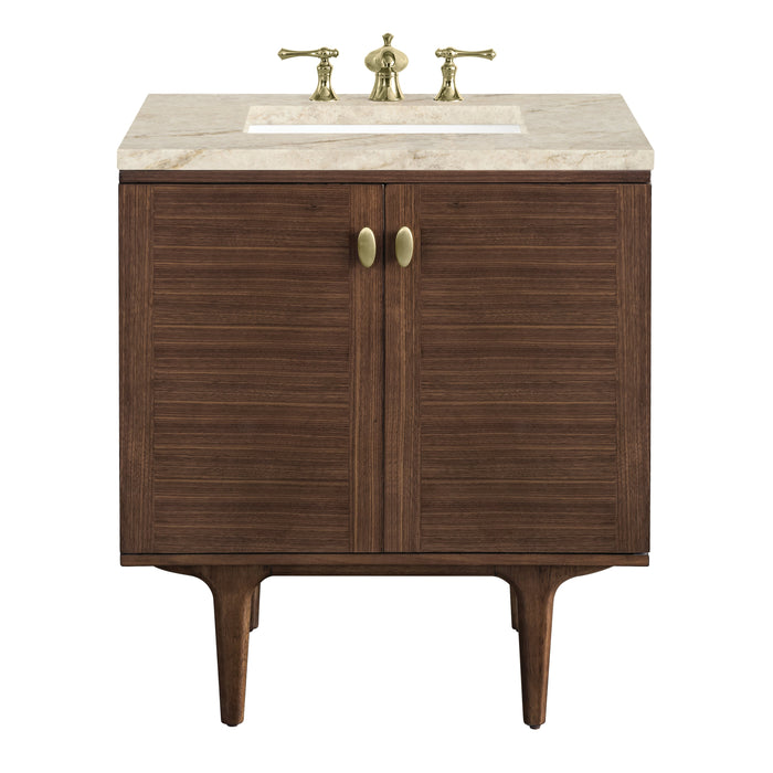 James Martin Amberly 30" Dual Mount Single Bathroom Vanity, Mid-Century Walnut