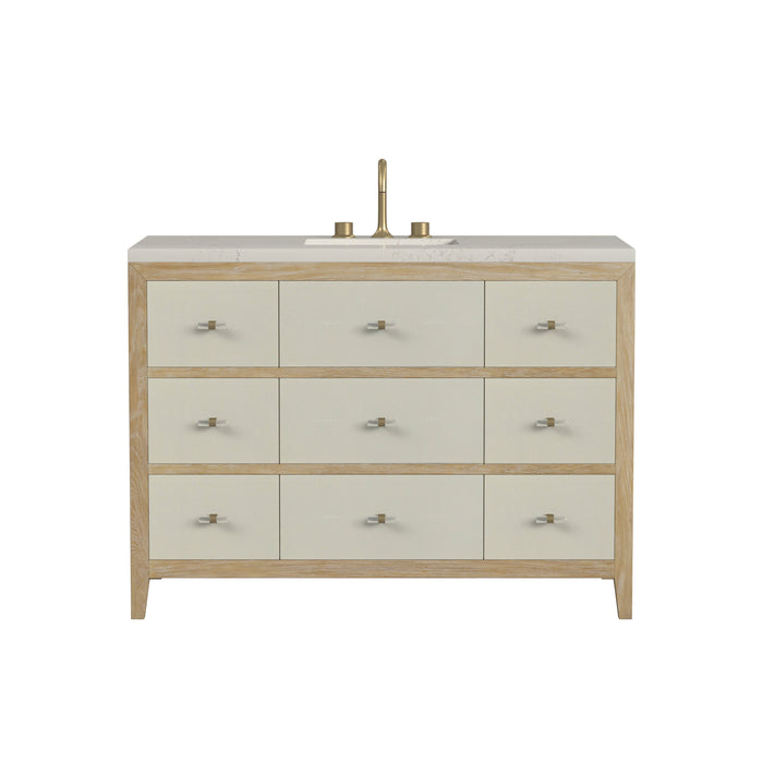 James Martin Celeste 48" Single Bathroom Vanity, Sunwashed Oak with Embossed Shagreen Drawer Fronts