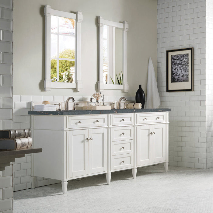 James Martin Brittany 72" Double Bathroom Vanity, Bright White