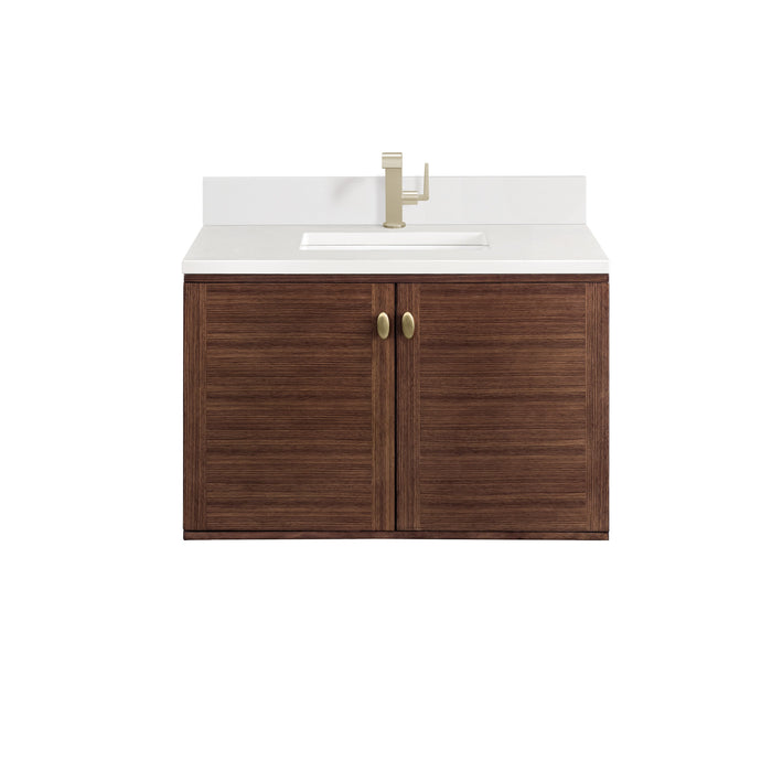 James Martin Amberly 36" Dual Mount Single Bathroom Vanity, Mid-Century Walnut