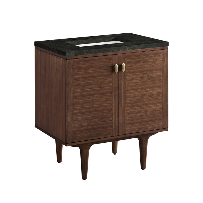 James Martin Amberly 30" Dual Mount Single Bathroom Vanity, Mid-Century Walnut