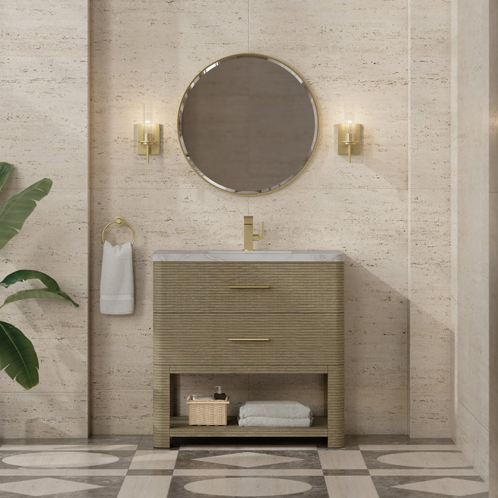 James Martin Lucian 36" Single Bathroom Vanity, Pebble Oak