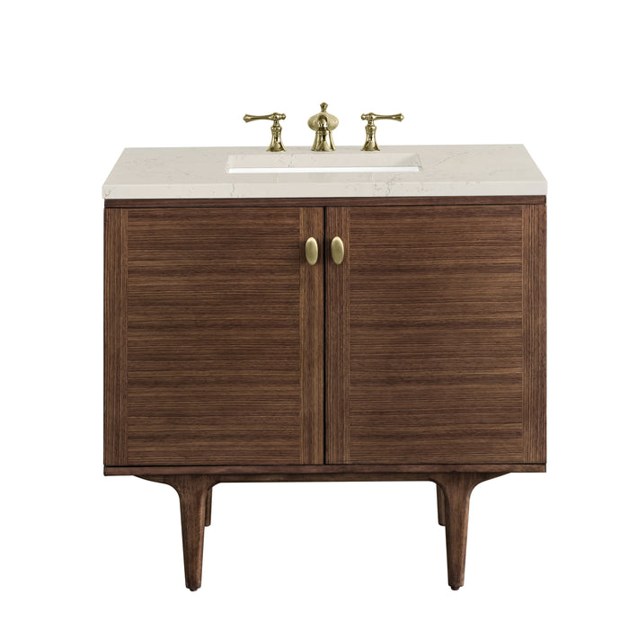 James Martin Amberly 36" Dual Mount Single Bathroom Vanity, Mid-Century Walnut