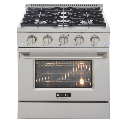 Kucht 30" Gas Range in Stainless Steel with Silver Oven Door, KNG301 - S - Farmhouse Kitchen and Bath