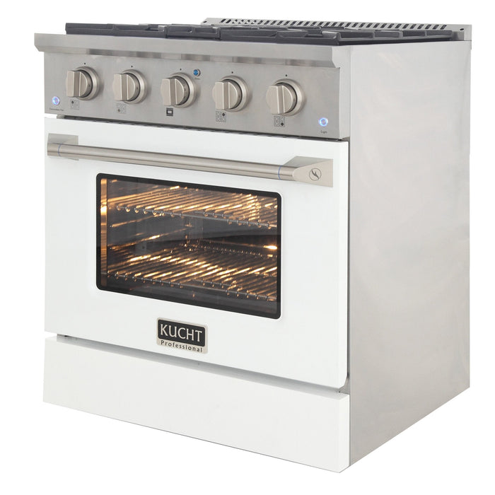 Kucht 30" Gas Range in Stainless Steel with White Oven Door, KNG301 - W - Farmhouse Kitchen and Bath