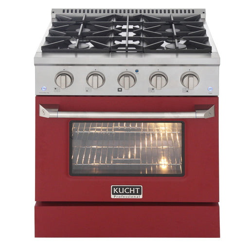 Kucht 30" Propane Range, Stainless Steel, Red Oven Door, KNG301/LP - R - Farmhouse Kitchen and Bath