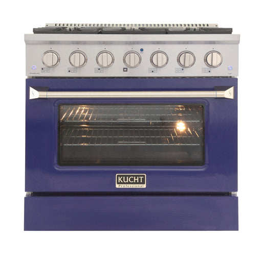 Kucht 36" Gas Range, Stainless Steel with Blue Oven Door, KNG361 - B - Farmhouse Kitchen and Bath