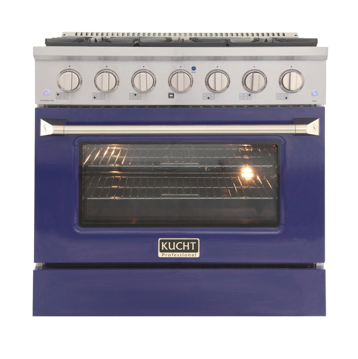 Kucht 36" Gas Range, Stainless Steel with Blue Oven Door, KNG361 - B - Farmhouse Kitchen and Bath