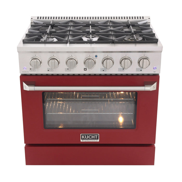 Kucht 36" Gas Range, Stainless Steel with Red Oven Door, KNG361 - R - Farmhouse Kitchen and Bath