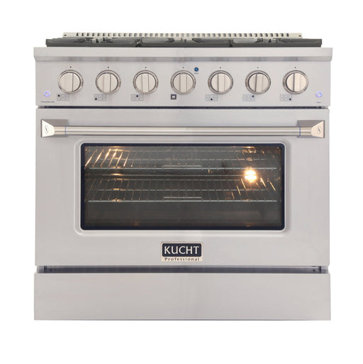 Kucht 36" Gas Range, Stainless Steel with Silver Oven Door, KNG361 - S - Farmhouse Kitchen and Bath