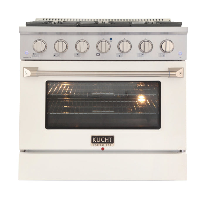 Kucht 36" Gas Range, Stainless Steel with White Oven Door, KNG361 - W - Farmhouse Kitchen and Bath