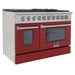 Kucht 48" Gas Range in Stainless Steel, Red Oven Doors, KNG481 - R - Farmhouse Kitchen and Bath