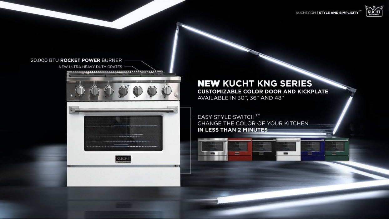Kucht 48" Gas Range in Stainless Steel, Silver Oven Doors, KNG481 - S - Farmhouse Kitchen and Bath