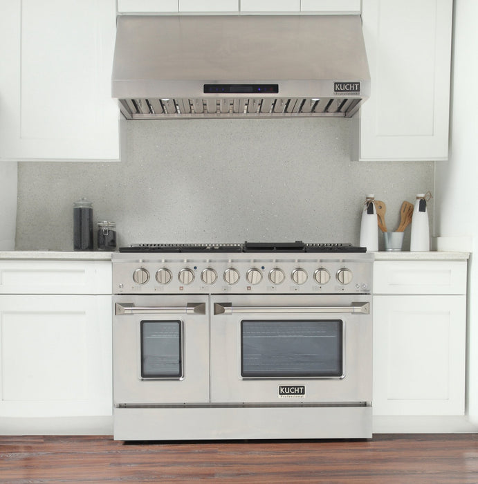 Kucht 48" Propane Range in Stainless Steel, Silver Doors, KNG481/LP - S - Farmhouse Kitchen and Bath