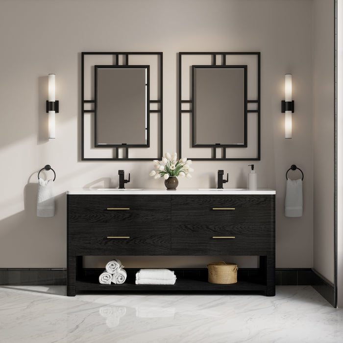James Martin Lucian 72" Double Bathroom Vanity, Carbon Oak