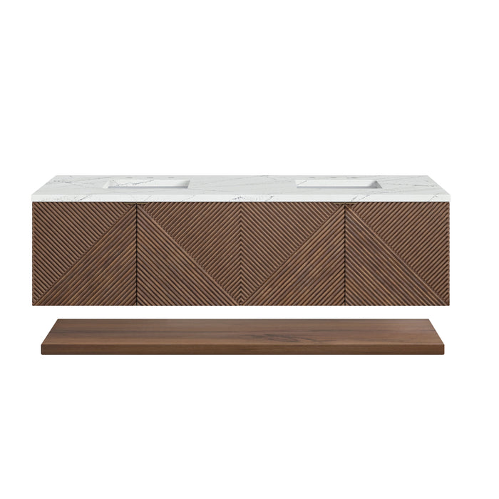 James Martin Marcello 72" Floating Double Bathroom Vanity, Chestnut