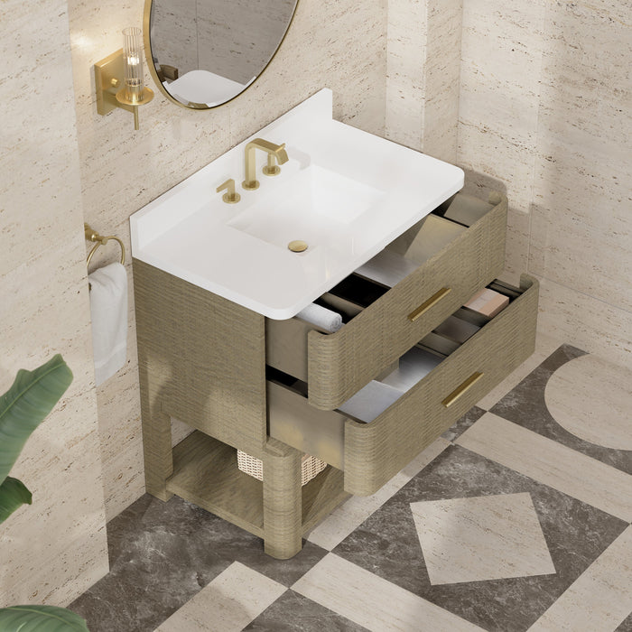James Martin Lucian 36" Single Bathroom Vanity, Pebble Oak