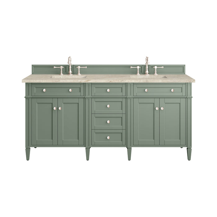 James Martin Brittany 72" Double Bathroom Vanity, Smokey Celadon