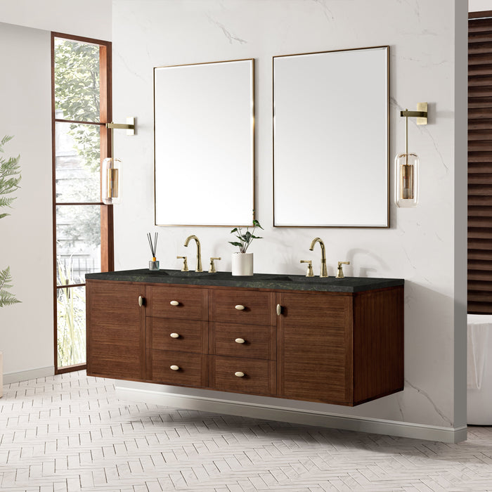 James Martin Amberly 72" Dual Mount Double Bathroom Vanity, Mid-Century Walnut