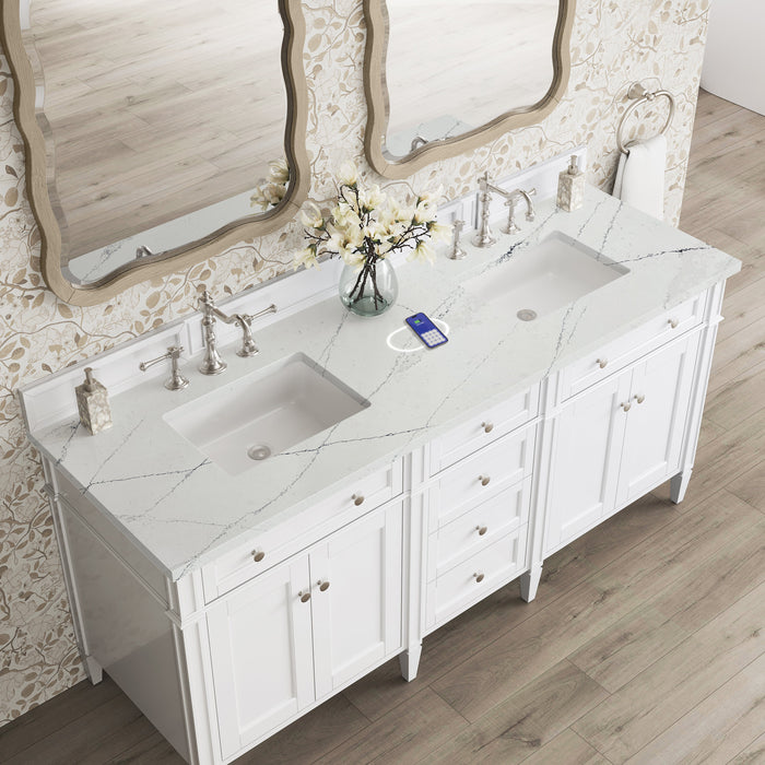 James Martin Brittany 72" Double Bathroom Vanity, Bright White