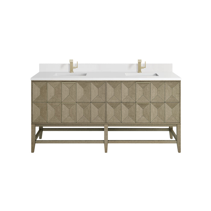James Martin Emmeline 72" Double Bathroom Vanity, Pebble Oak