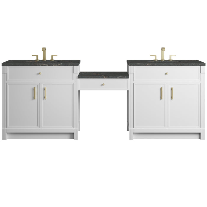 James Martin Bellshire 96" Double Bathroom Vanity, Bright White