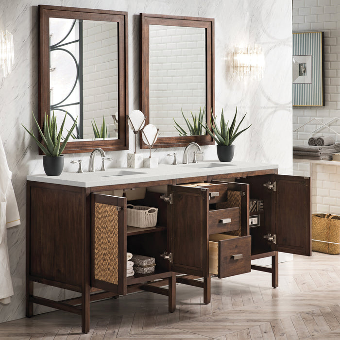 James Martin Addison 72" Double Bathroom Vanity, Mid-Century Acacia